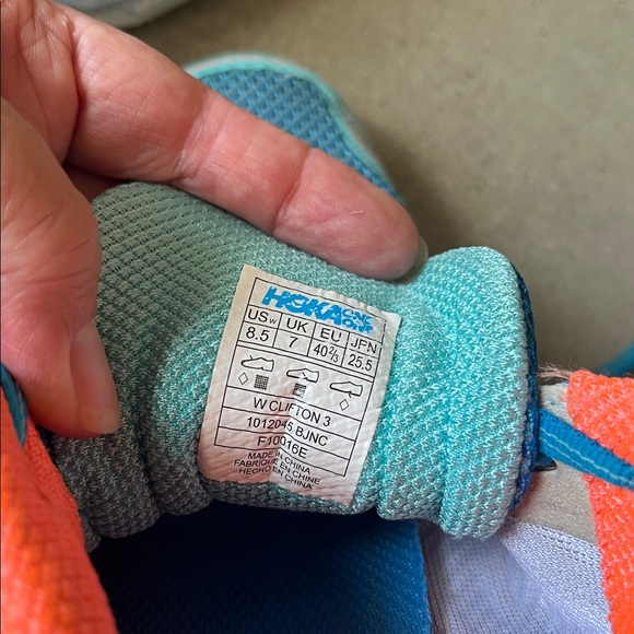 Hoka Clifton 3 Women’s Blue and Orange Sneakers sz 8.5 - Picture 6 of 8